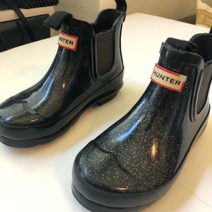 Hunter Navy Blue Sparkle Toddler Boots